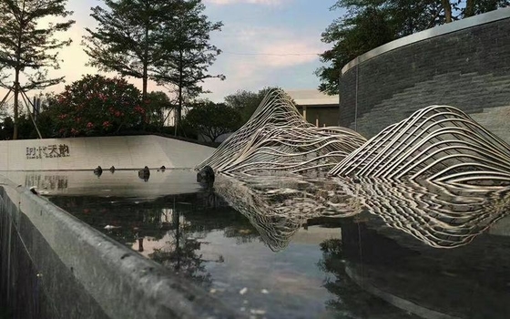 Customize Mirror Metal Art Sculptures Crafts Water Pond And Grass Decoration
