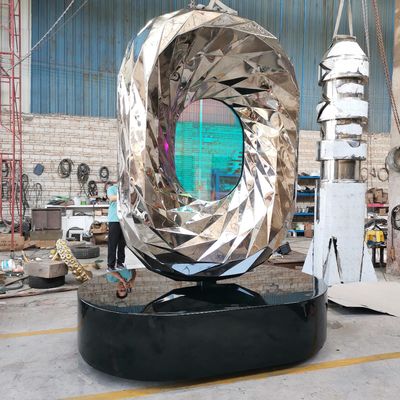 Abstract metal sculpture diamond glazed patio exhibition hall decorated with stainless steel crafts