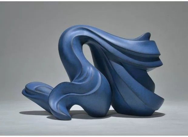Gray Blue Resin Art Sculpture Abstract Indoor Floor Statues  Square Indoor Table Decoration