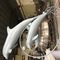 Sky Blue Large Metal Sculptures Stainless Steel Group Metal Dolphin Wall Hanging